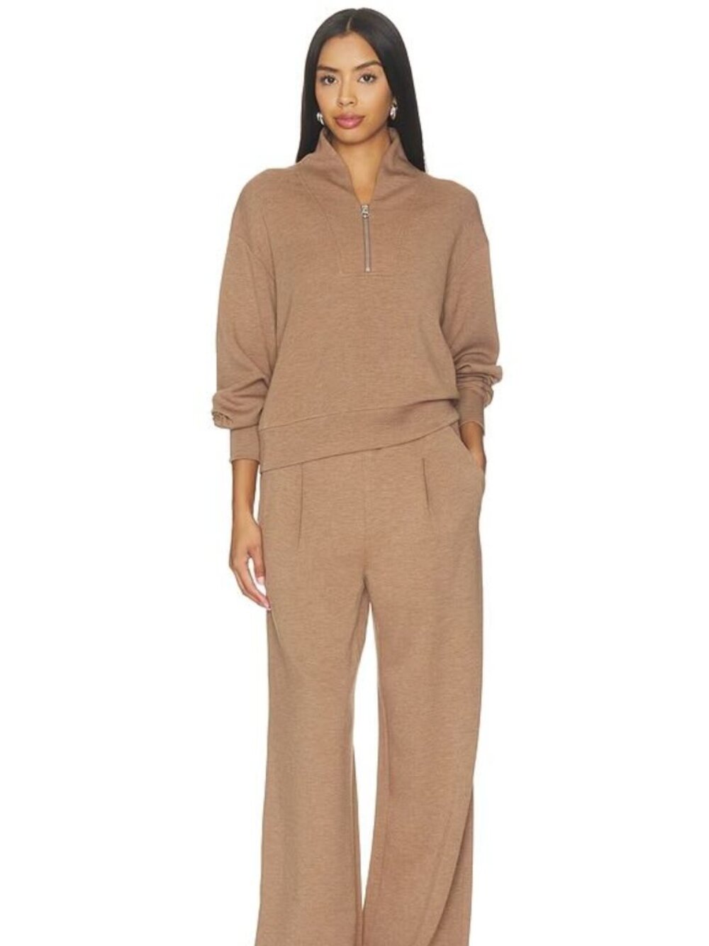 Varley Davidson DoubleSoft Quarter Zip Sweatshirt Golden Bronze XS Athleisure - Picture 3 of 12